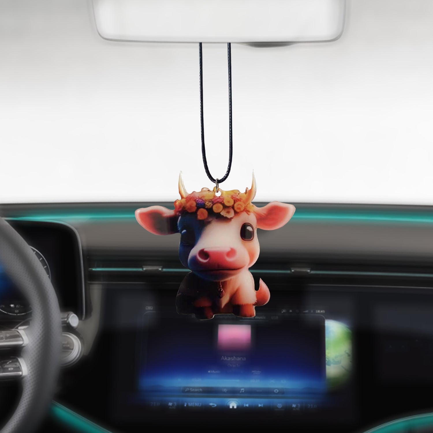 Wholesale Cartoon Highland Cattle Decorative Acrylic Flat Pendant